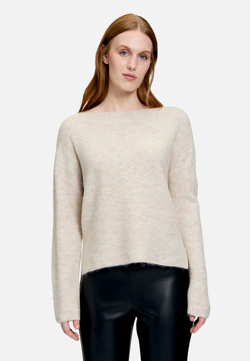 Strukturierter Strickpullover mit Dezentem Glanz