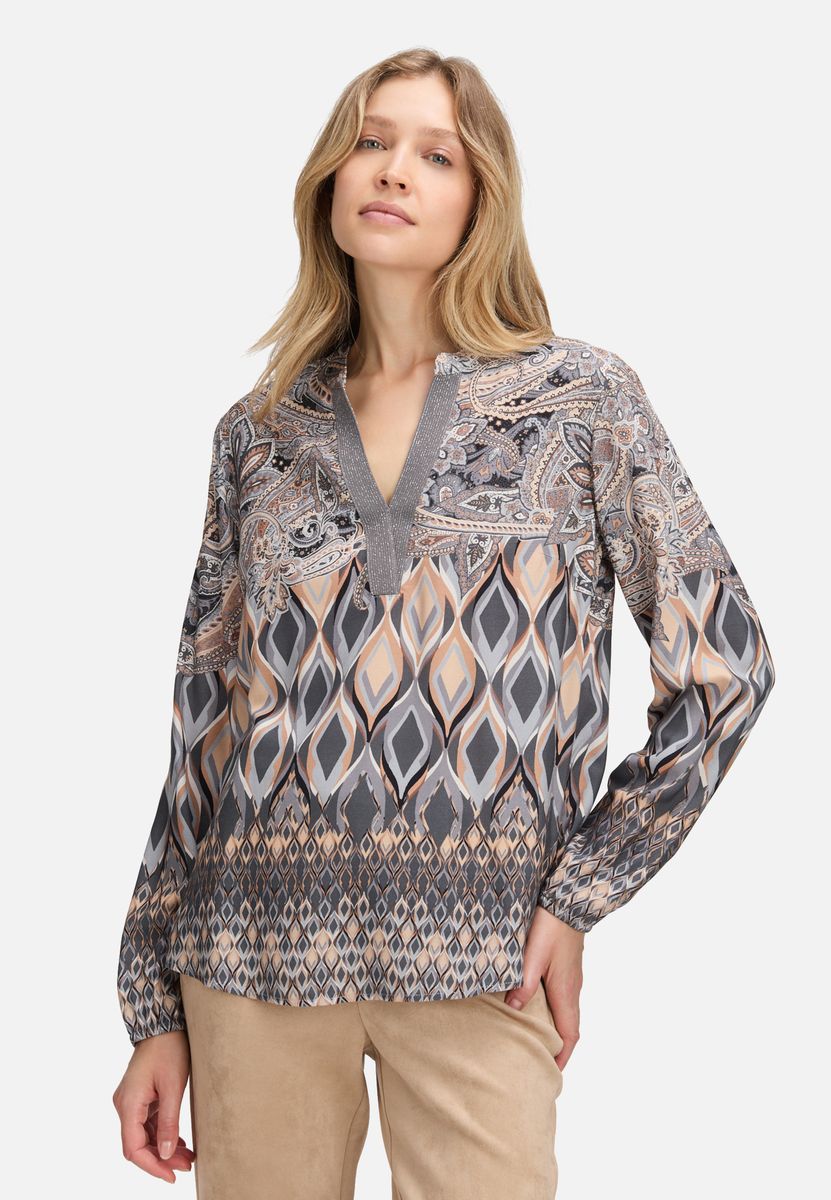 Grafik-Bluse mit Animal-Print-Mix