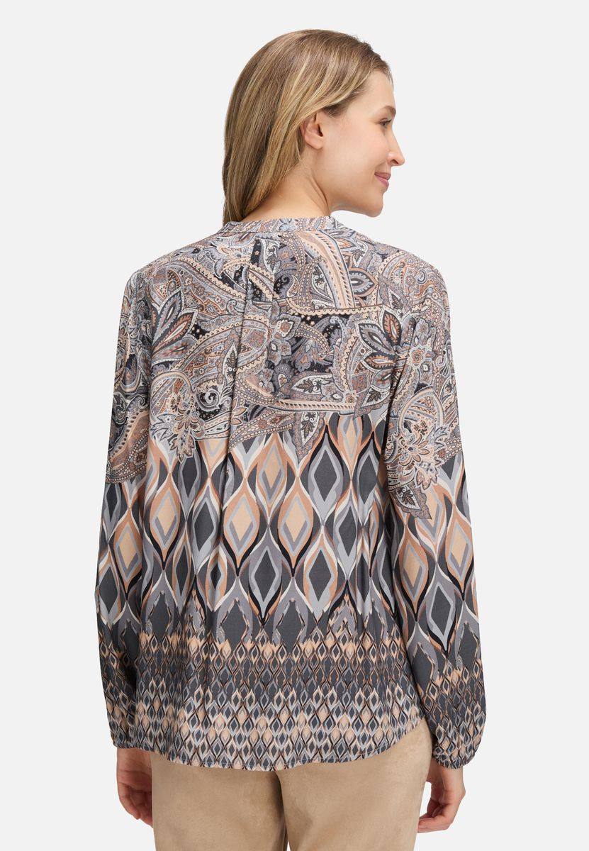 Grafik-Bluse mit Animal-Print-Mix