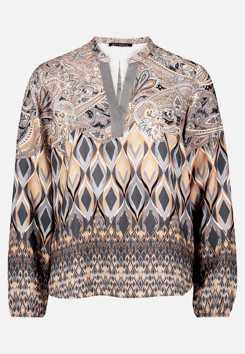 Grafik-Bluse mit Animal-Print-Mix