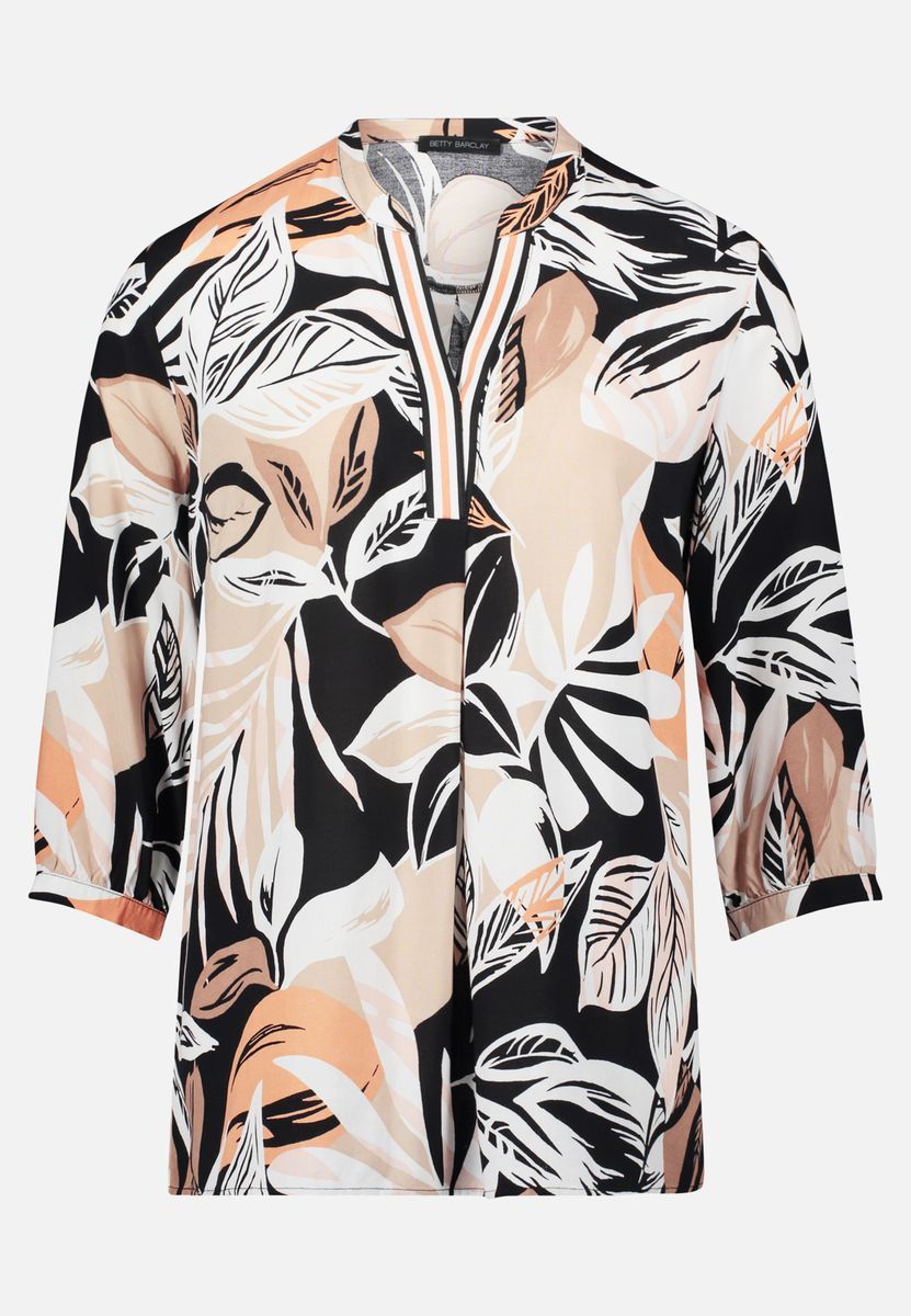 Schlupfbluse mit floralem Blatt-Print
