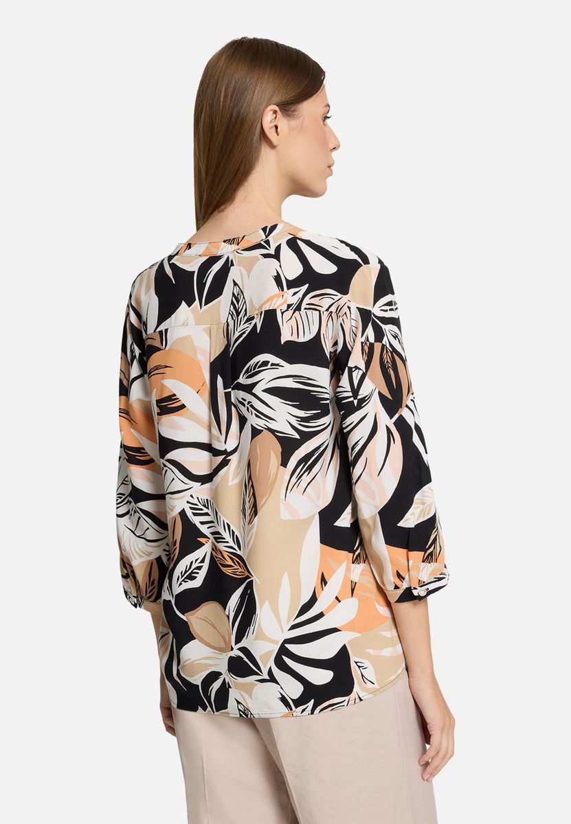 Schlupfbluse mit floralem Blatt-Print