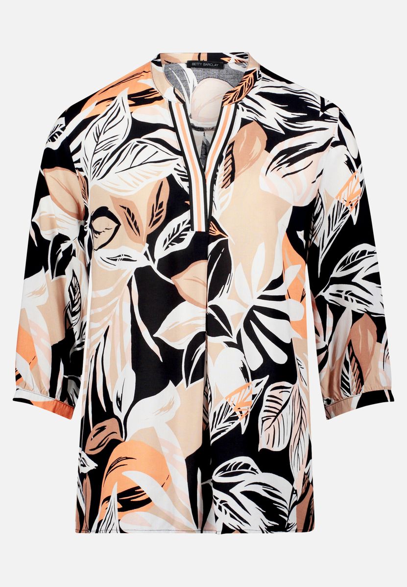 Schlupfbluse mit floralem Blatt-Print