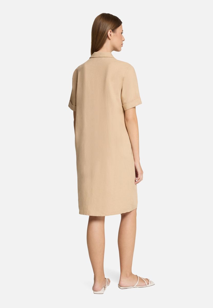 Leinen-Hemdblusenkleid mit Taschen