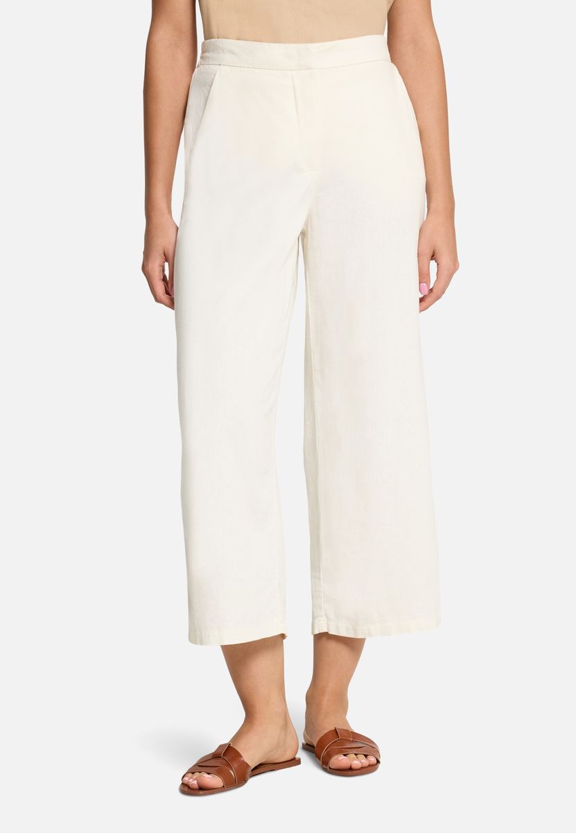 Hochtaillierte Leinenhose mit weitem Bein