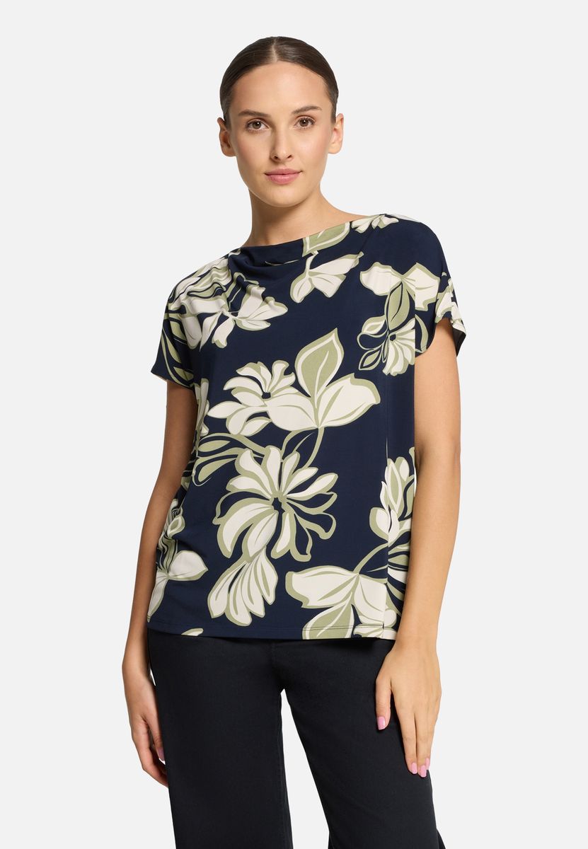 Top mit Wasserfallausschnitt und Blumenmuster