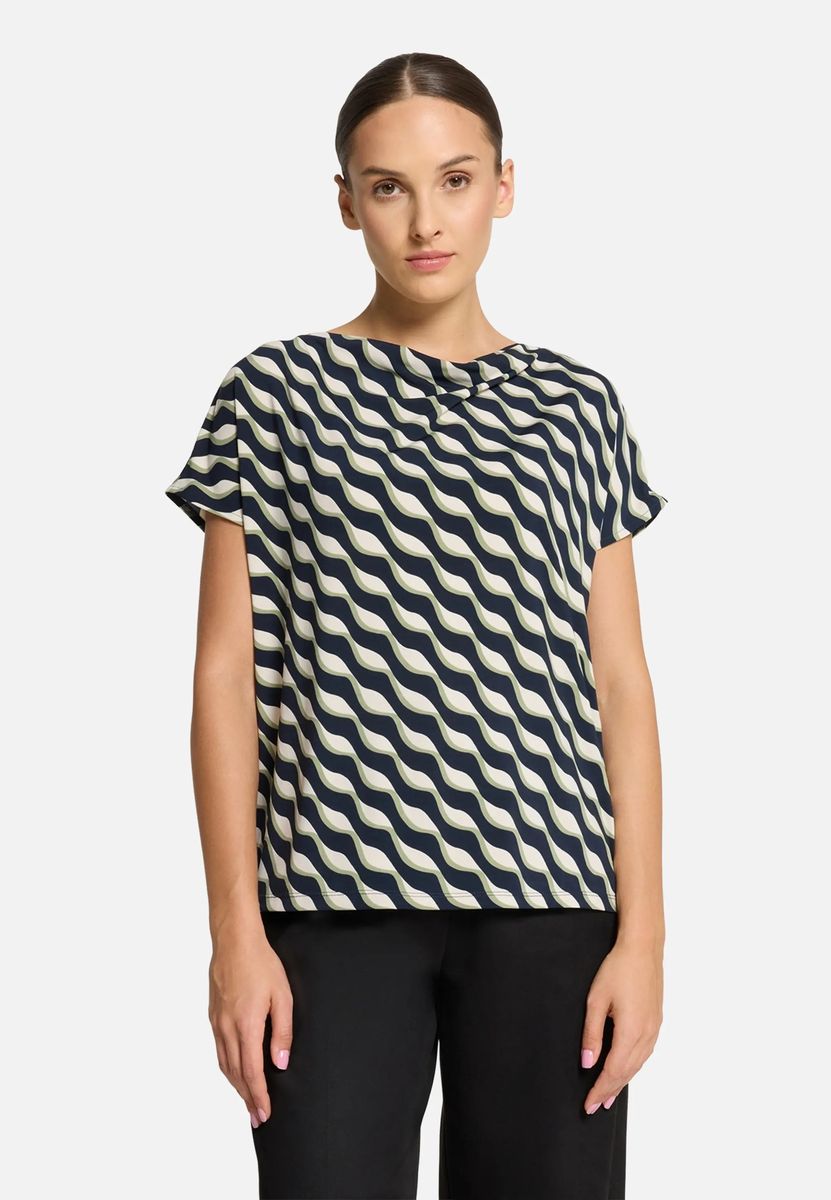 Top mit Wasserfallausschnitt und Blumenmuster