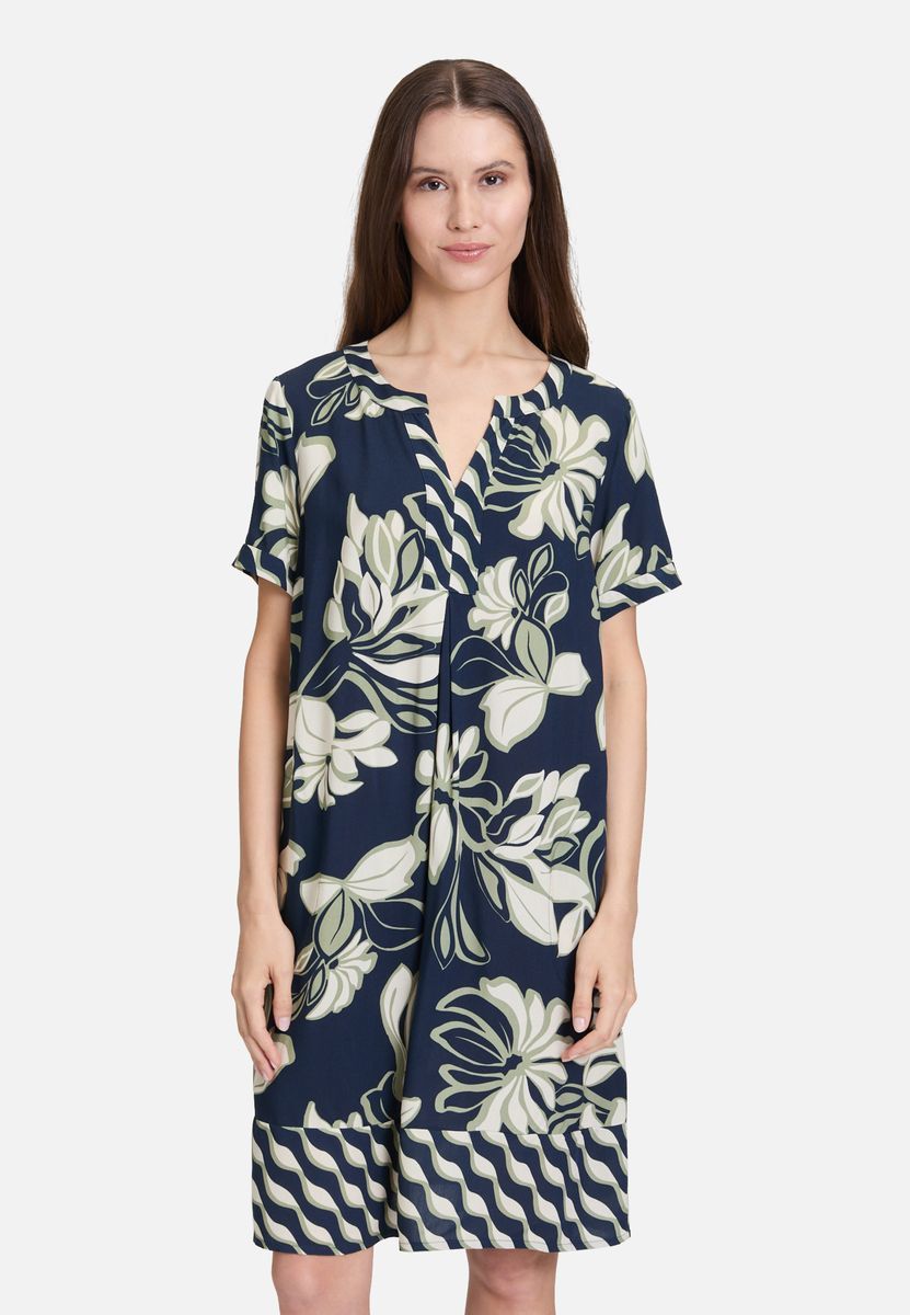 Kurzärmeliges Tunikakleid mit Blumenprint