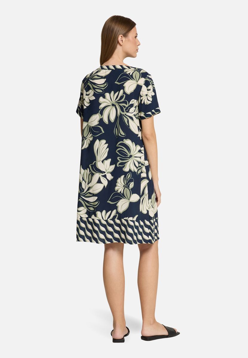 Kurzärmeliges Tunikakleid mit Blumenprint