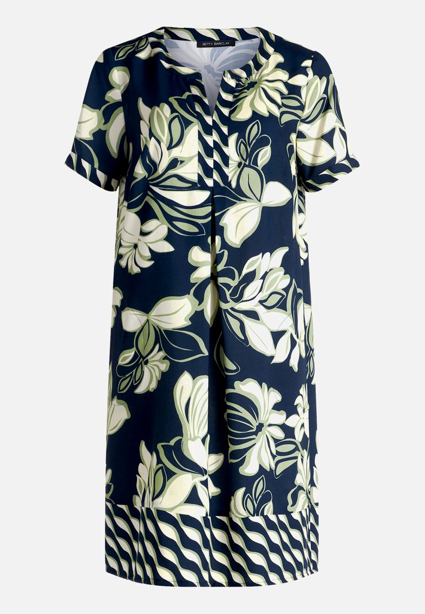Kurzärmeliges Tunikakleid mit Blumenprint