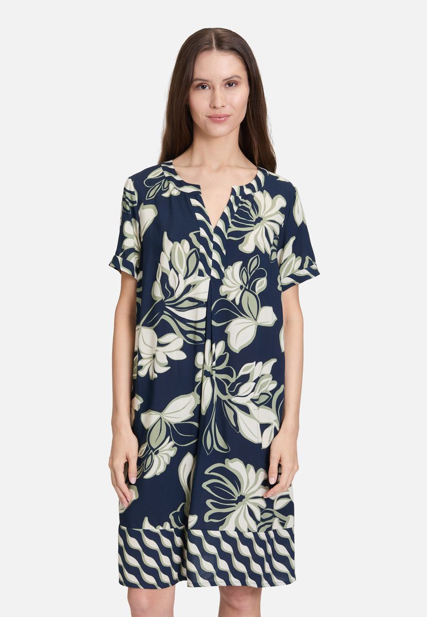 Kurzärmeliges Tunikakleid mit Blumenprint