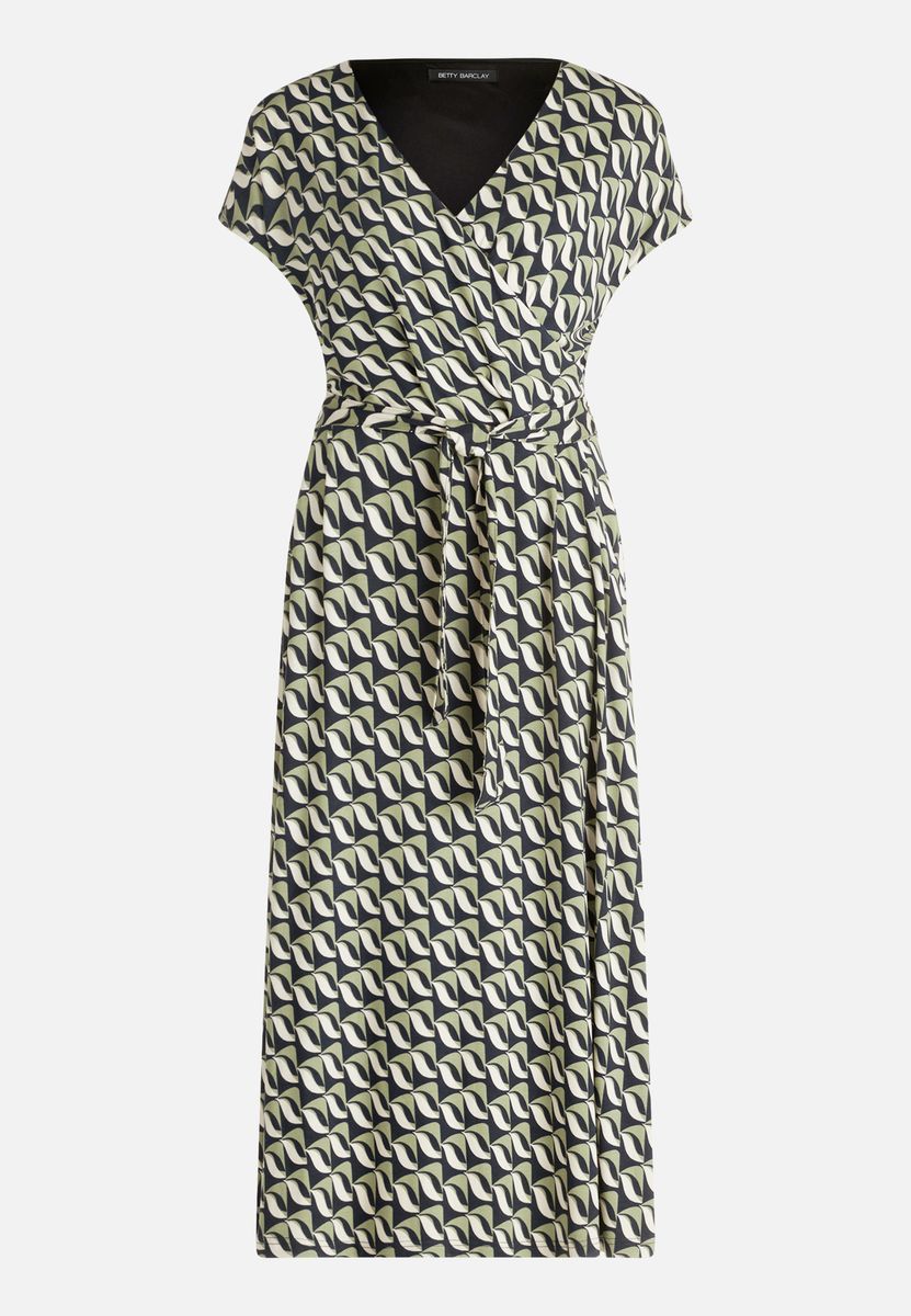 Geometrisches Midikleid mit V-Ausschnitt