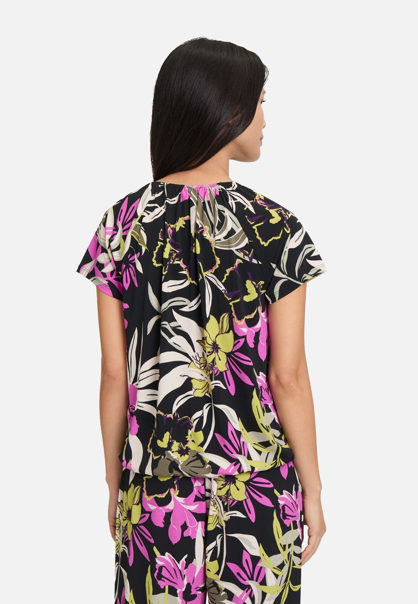 Florales Print-Shirt mit Glitzersteinen