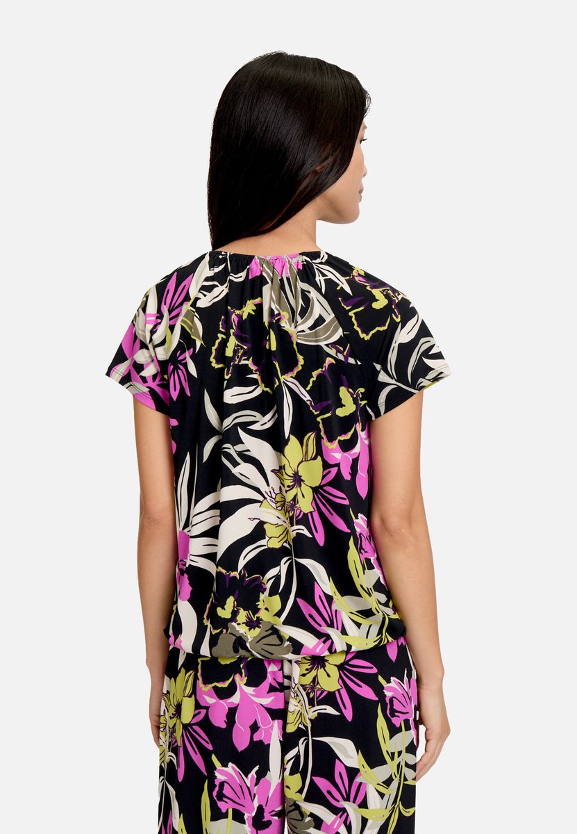 Florales Print-Shirt mit Glitzersteinen