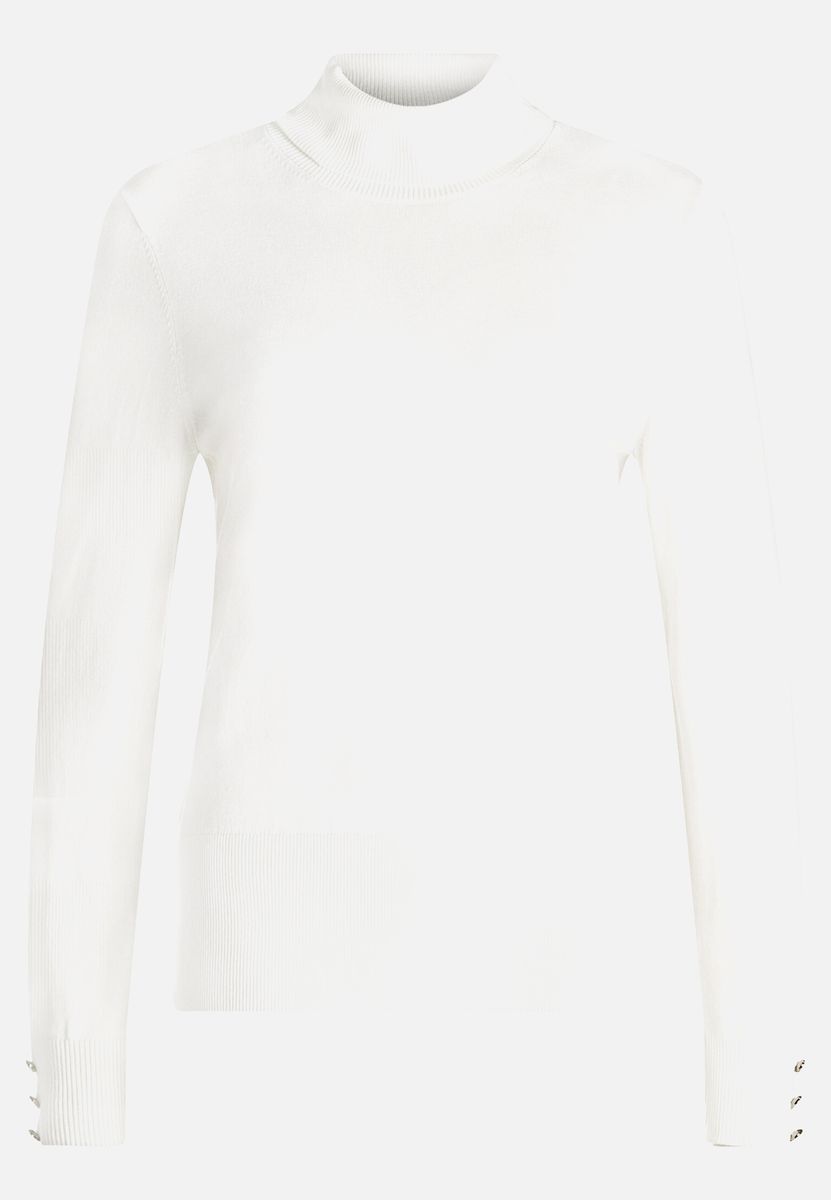 Figurnaher Rollkragenpullover mit Knopfdetails