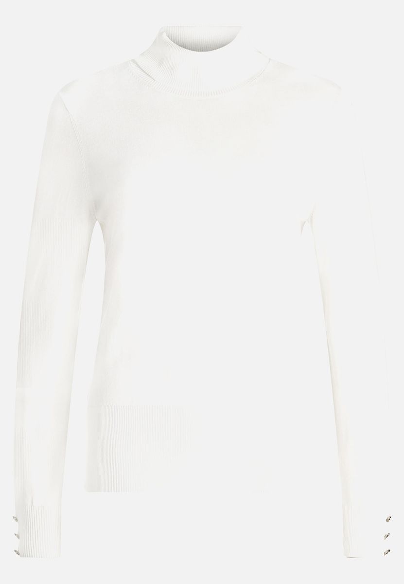 Figurnaher Rollkragenpullover mit Knopfdetails