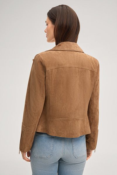 Hochwertige Bikerjacke aus Veloursleder