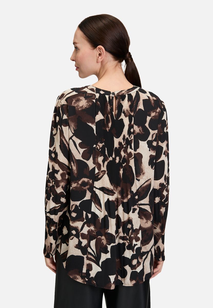 Plissierte Schlupfbluse mit Tiermuster