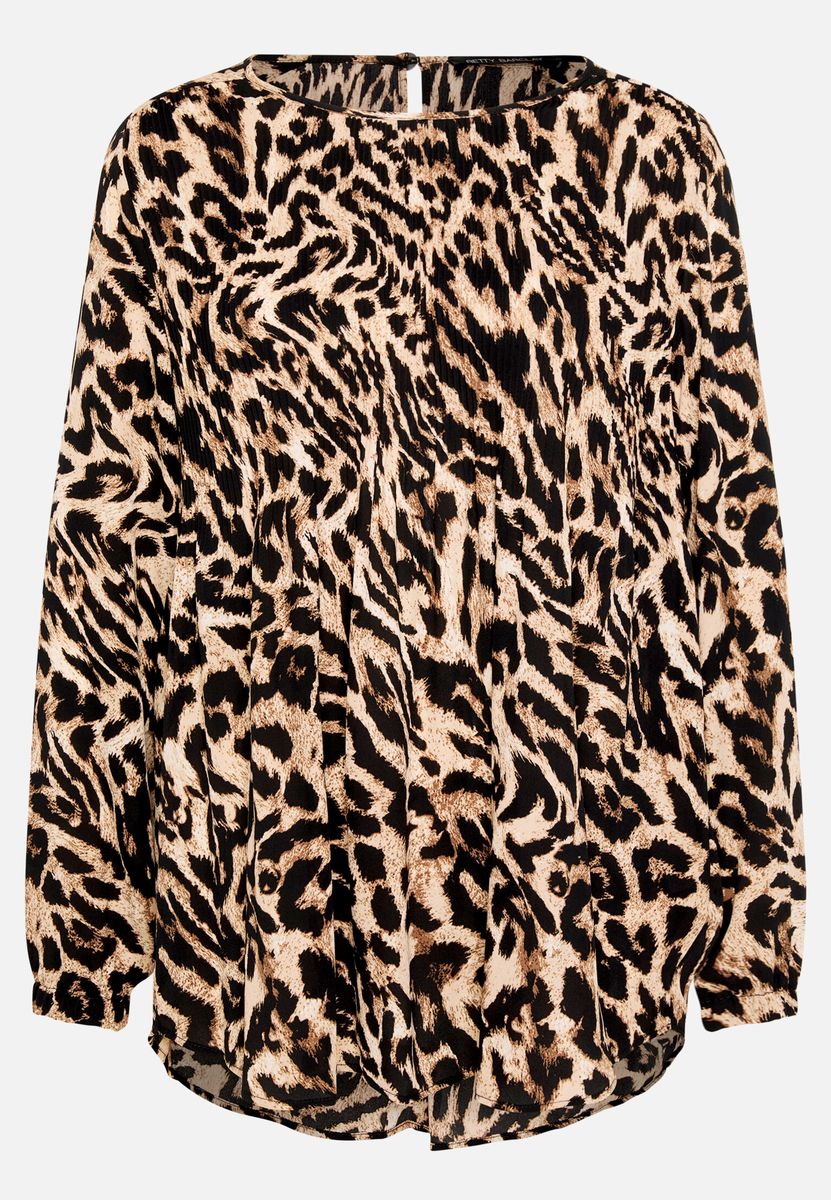 Plissierte Schlupfbluse mit Tiermuster