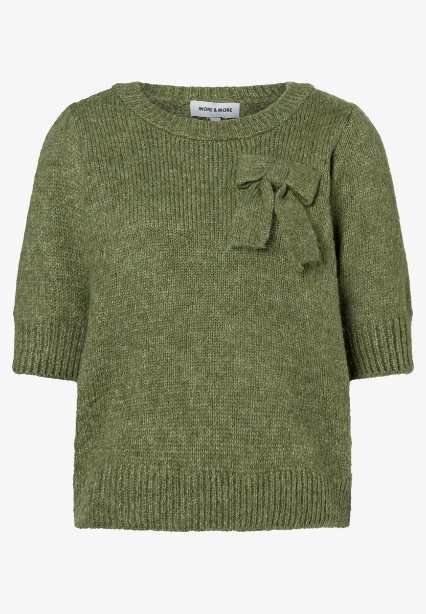 Kurzarm-Strickpullover mit dekorativer Schleife