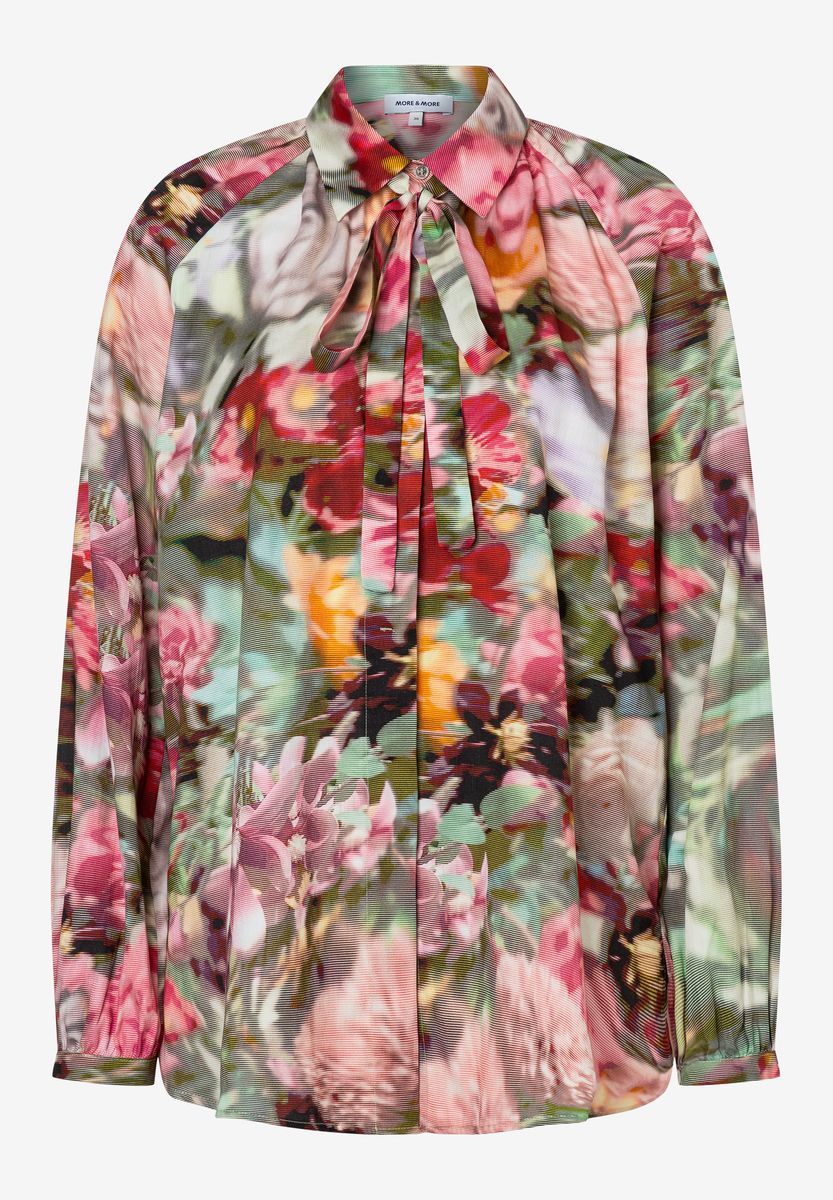Schluppenbluse mit floralem Print