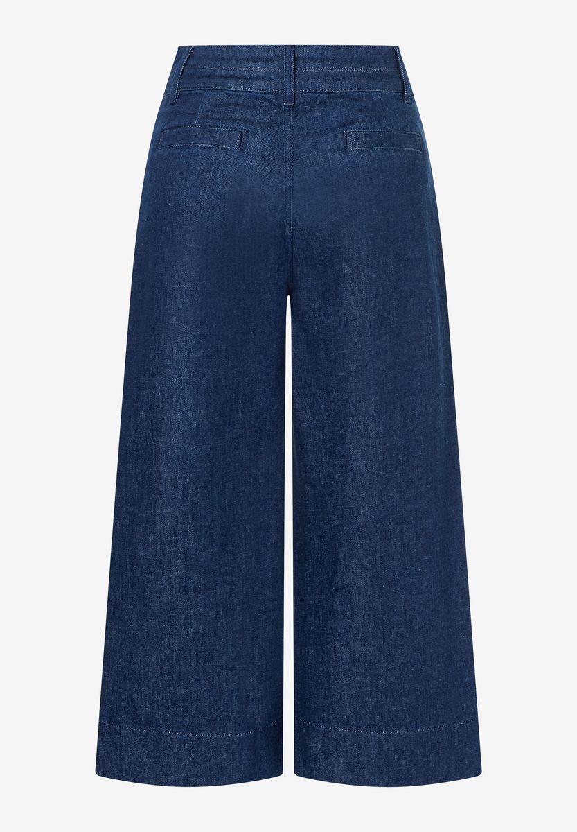 Weite Jeans-Culotte mit hoher Taille