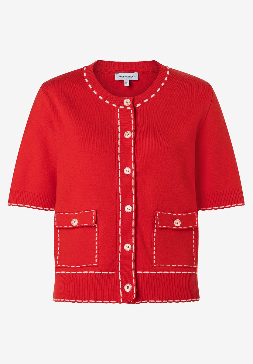 Kurzarm-Cardigan mit Kontrastnähten