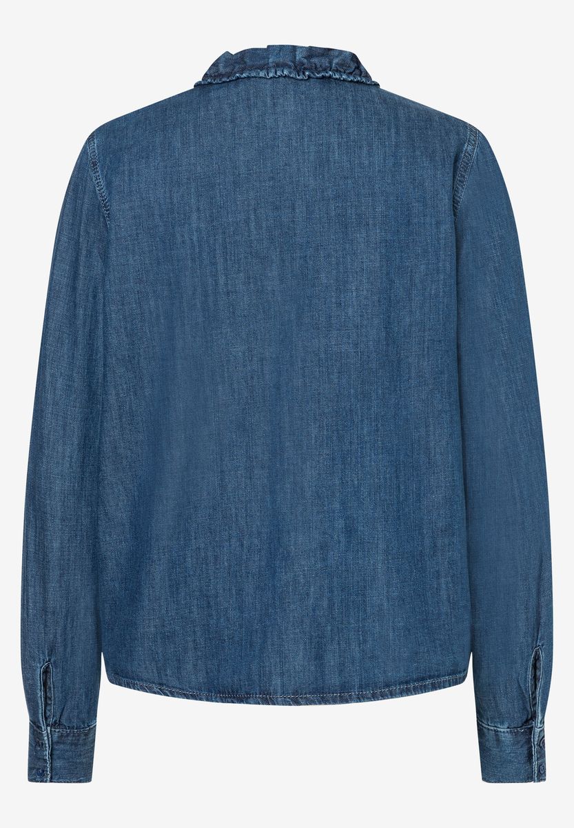Jeansbluse mit Rüschendetails