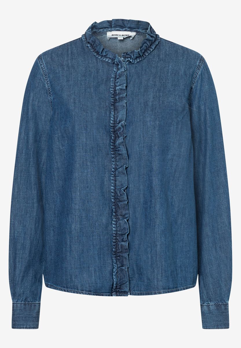 Jeansbluse mit Rüschendetails