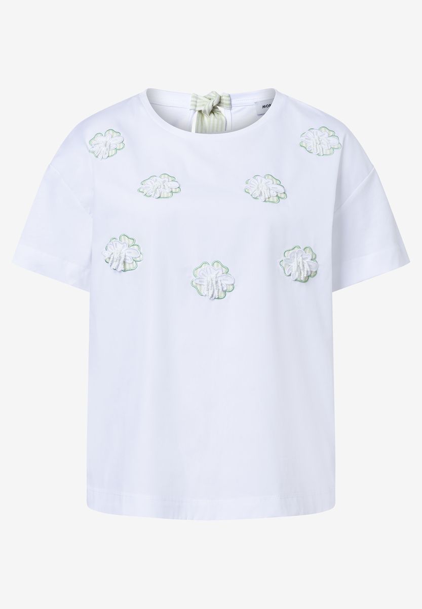 Baumwoll-T-Shirt mit Blüten-Applikationen