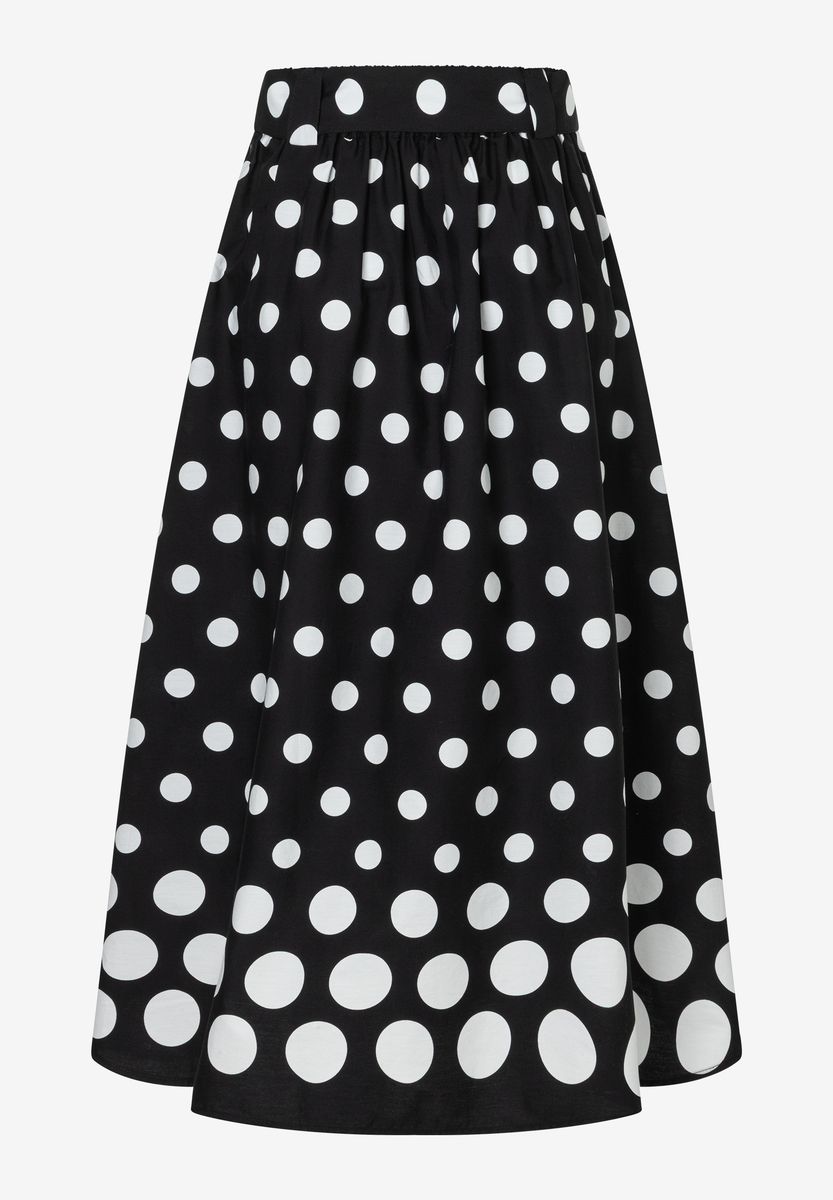 A-Linien-Midirock mit Polka-Dots
