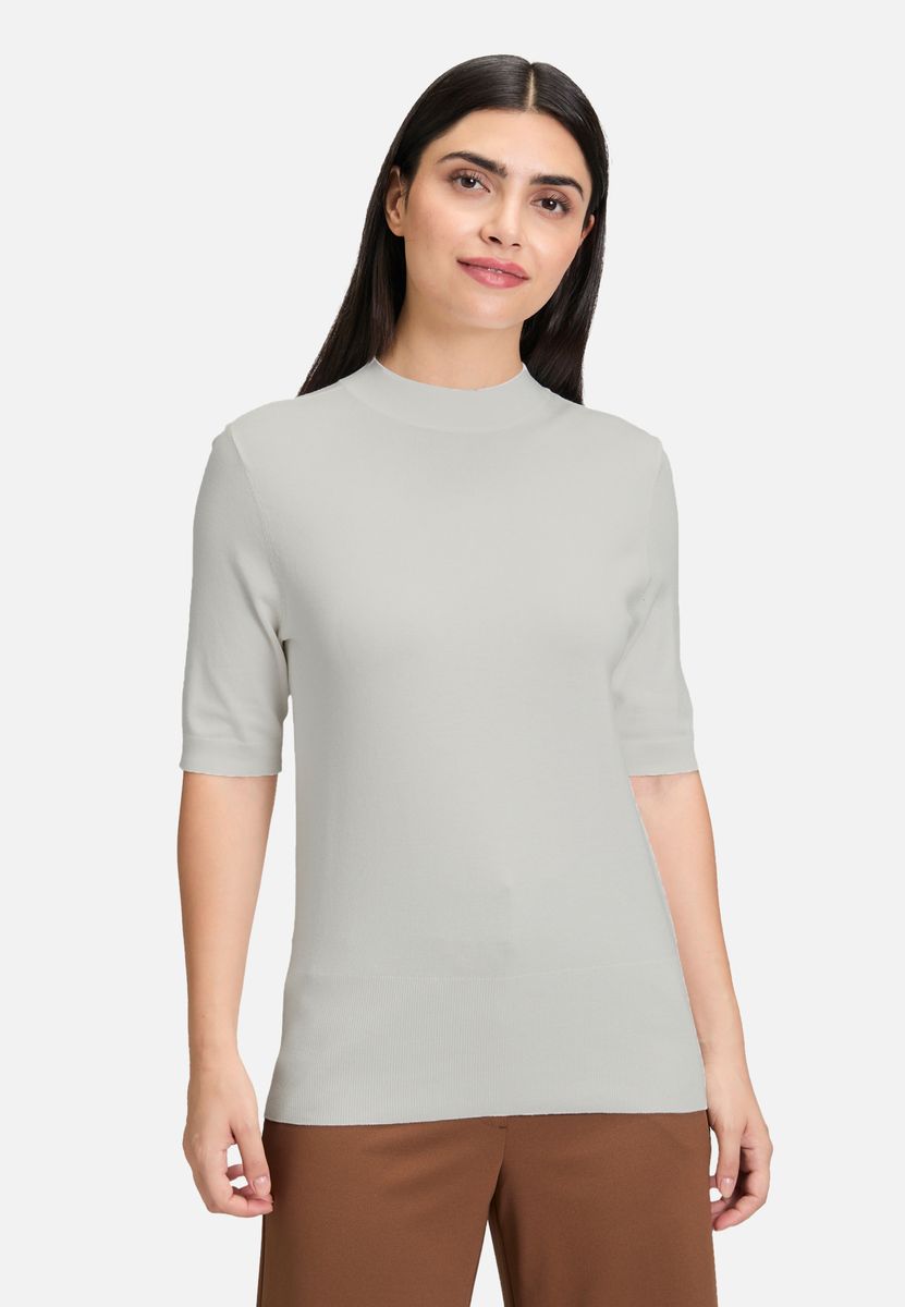 Kurzarm-Strickpullover mit Stehkragen