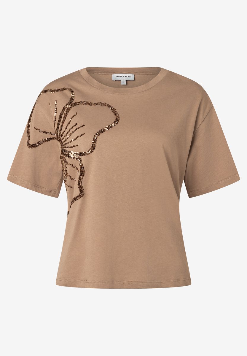 T-Shirt mit Pailletten-Blume
