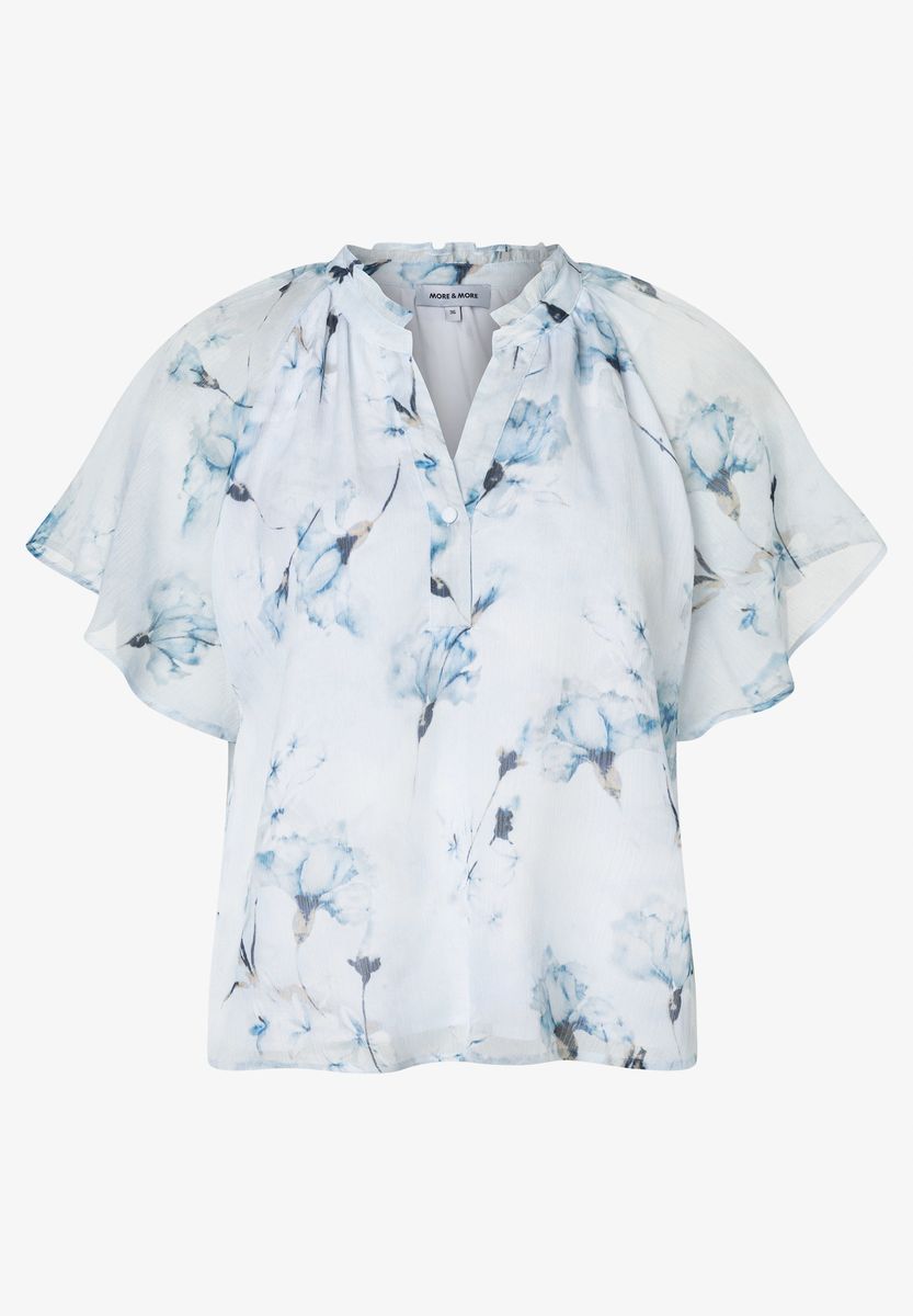 Florale Kurzarmbluse mit Aquarellmuster