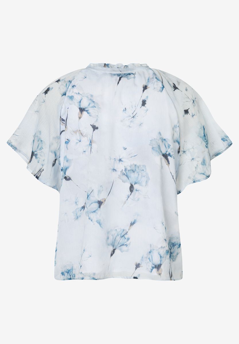 Florale Kurzarmbluse mit Aquarellmuster
