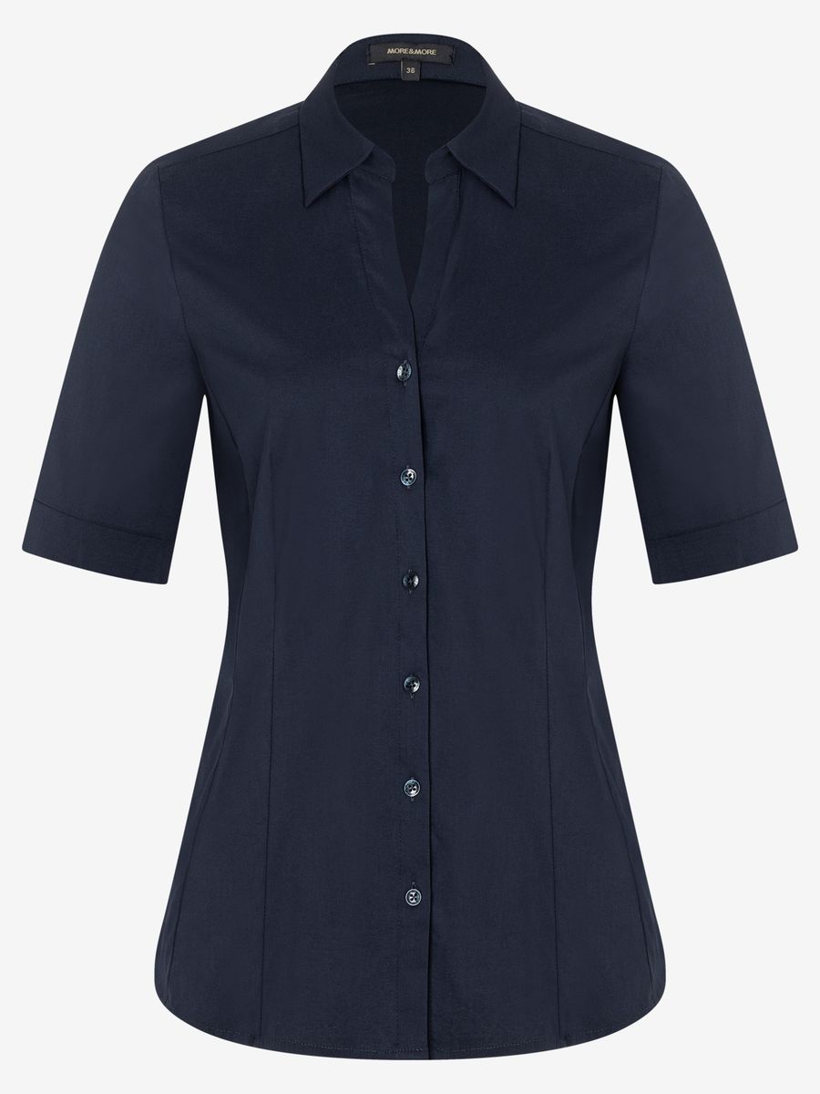Kurzärmelige Baumwoll-Stretch-Bluse