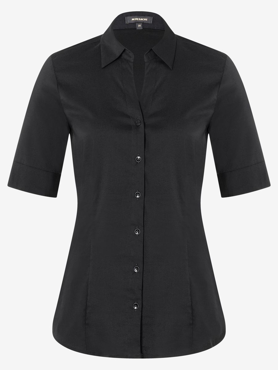 Kurzärmelige Baumwoll-Stretch-Bluse