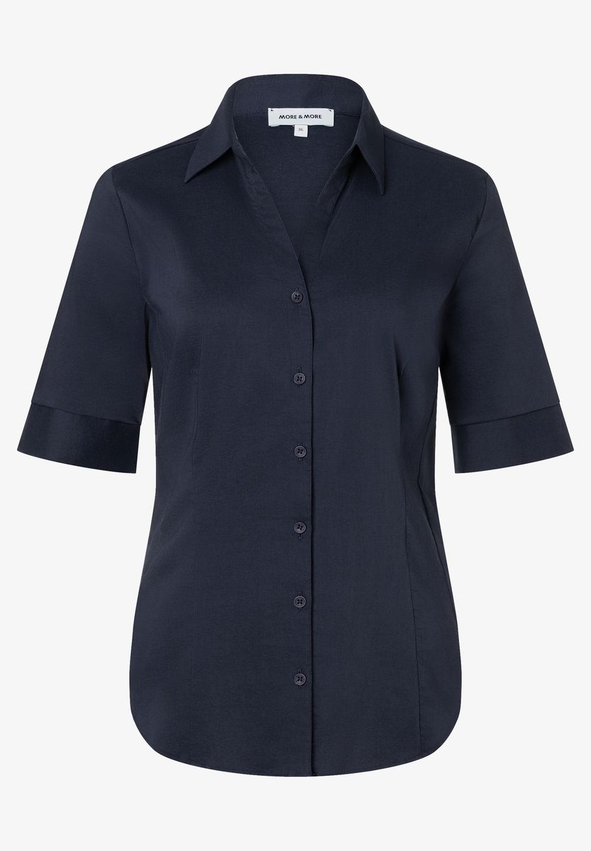 Kurzärmelige Baumwoll-Stretch-Bluse