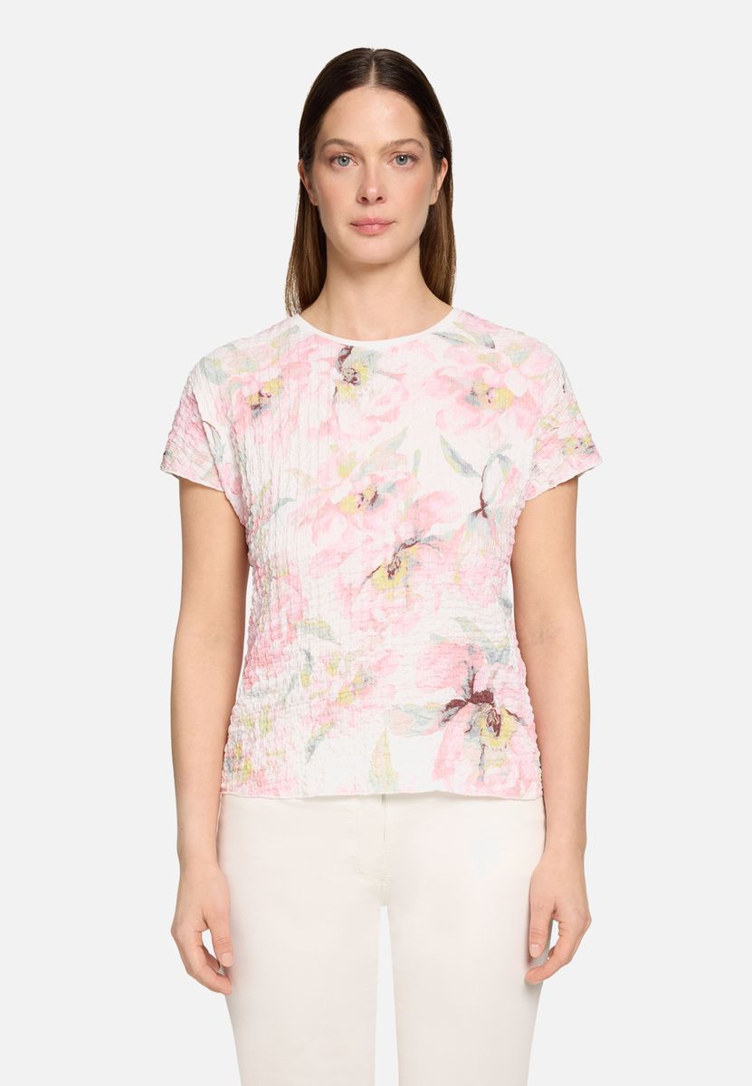 Strukturshirt mit floralem Print