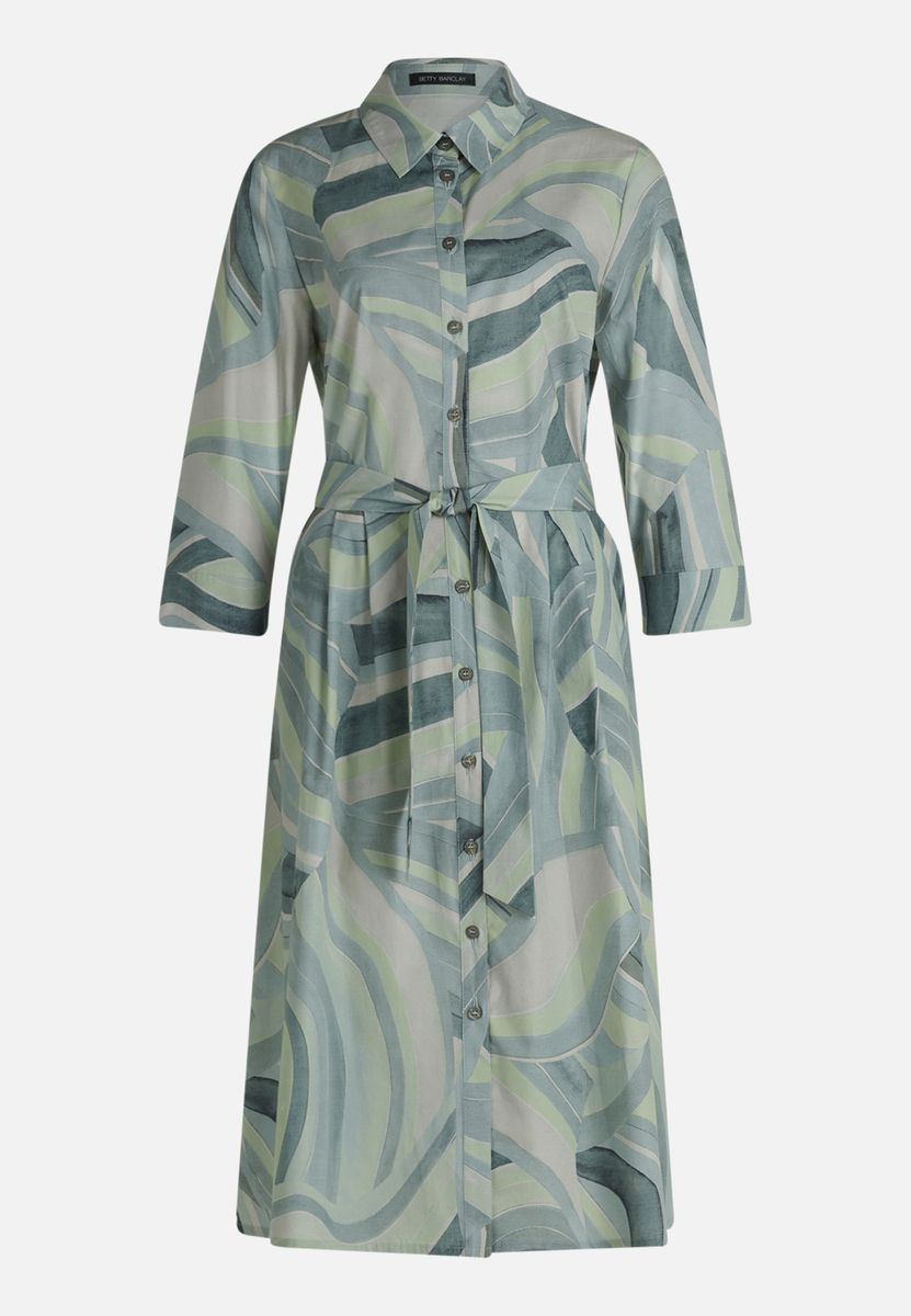 Hemdblusenkleid mit abstraktem Wirbelmuster