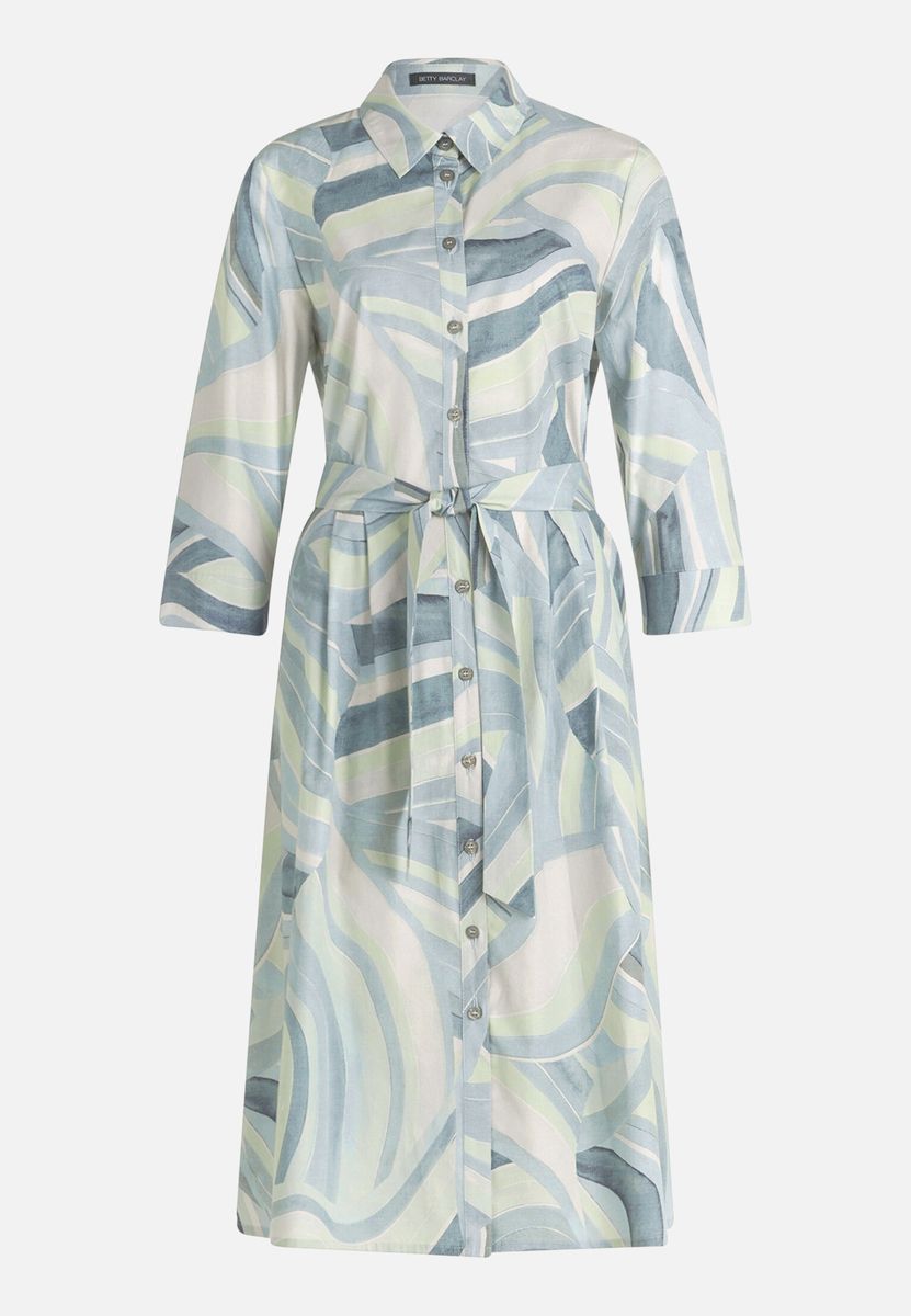 Hemdblusenkleid mit abstraktem Wirbelmuster
