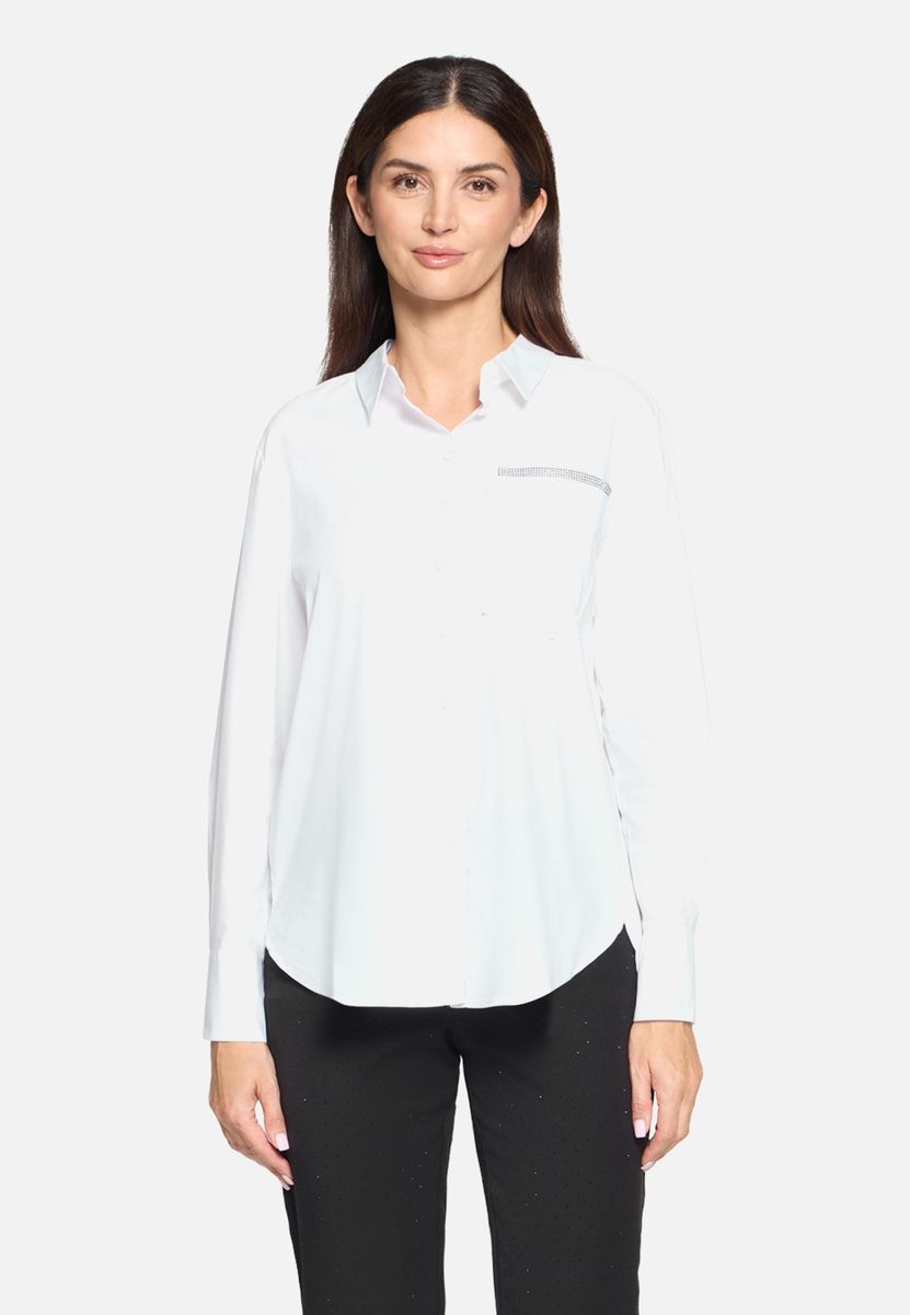 Klassische Baumwollbluse mit Strasssteinen