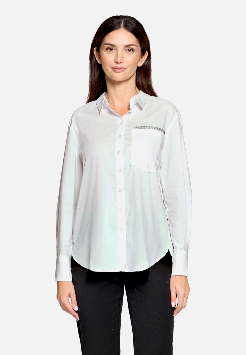 Klassische Baumwollbluse mit Strasssteinen