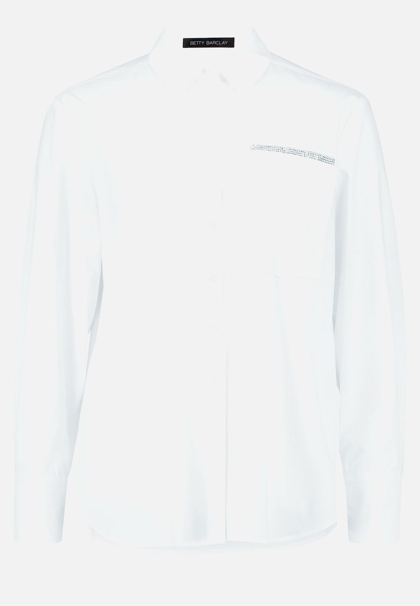 Klassische Baumwollbluse mit Strasssteinen