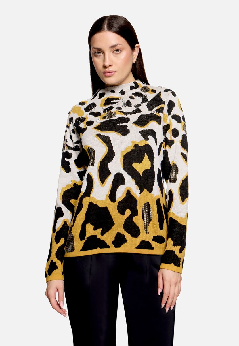 Jacquard-Strickpullover mit Leopardenmuster