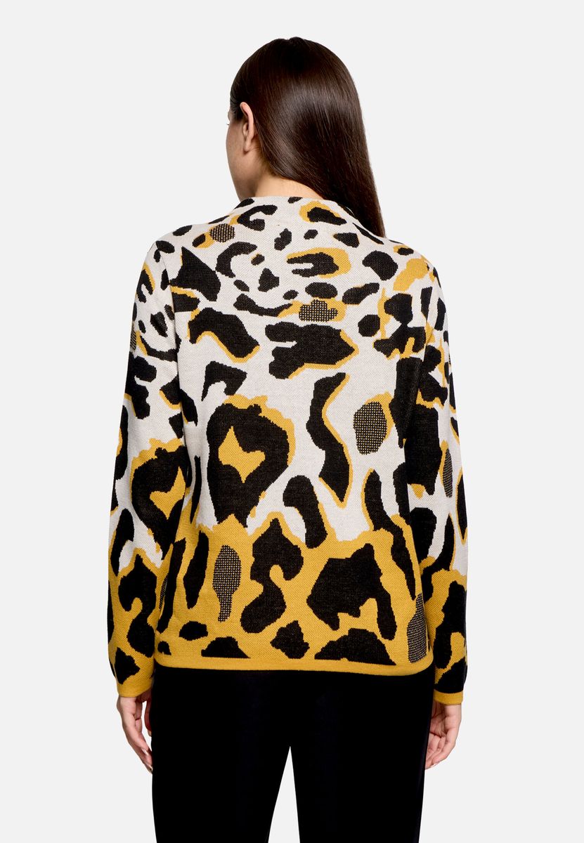 Jacquard-Strickpullover mit Leopardenmuster