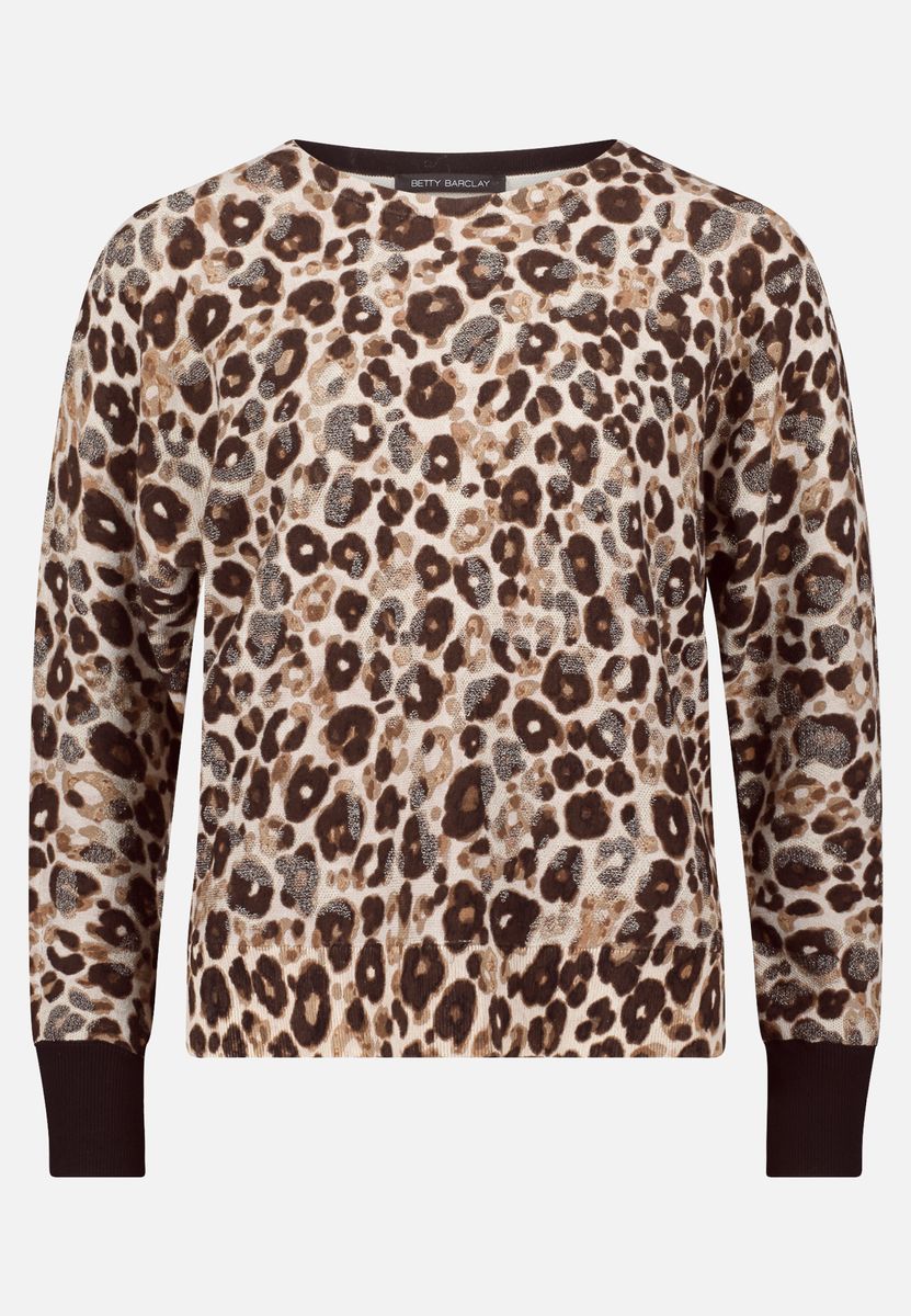 Jacquard-Strickpullover mit Leopardenmuster