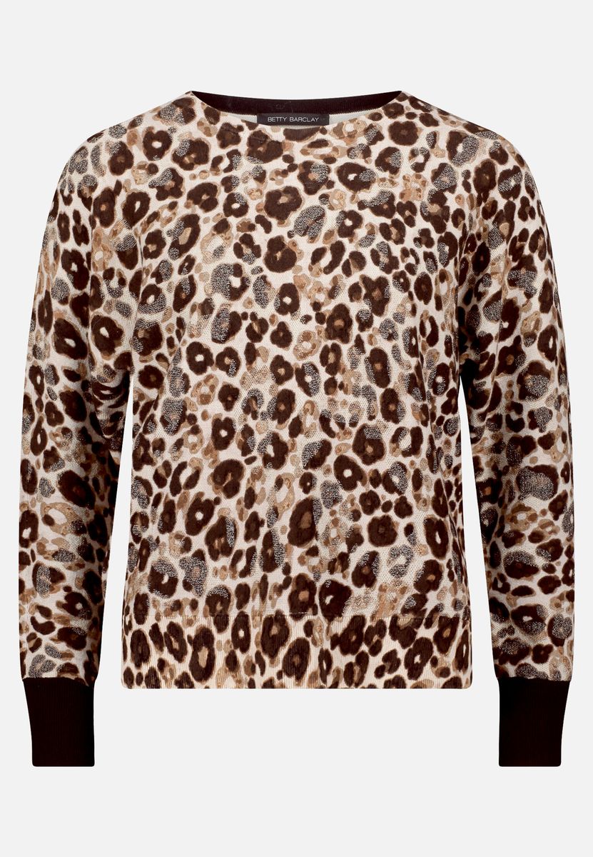 Jacquard-Strickpullover mit Leopardenmuster