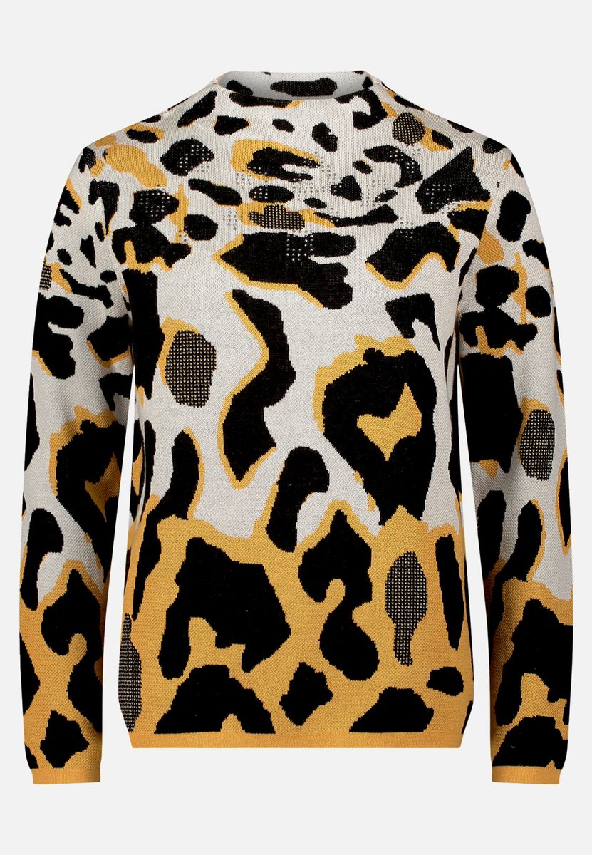 Jacquard-Strickpullover mit Leopardenmuster