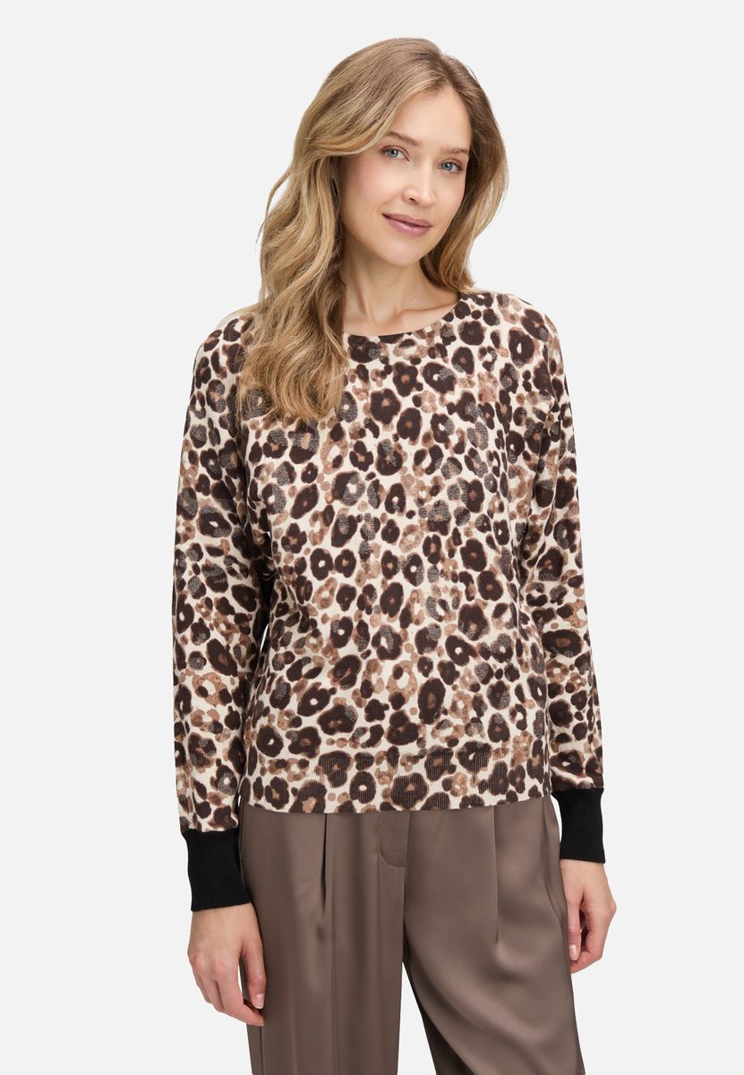 Jacquard-Strickpullover mit Leopardenmuster
